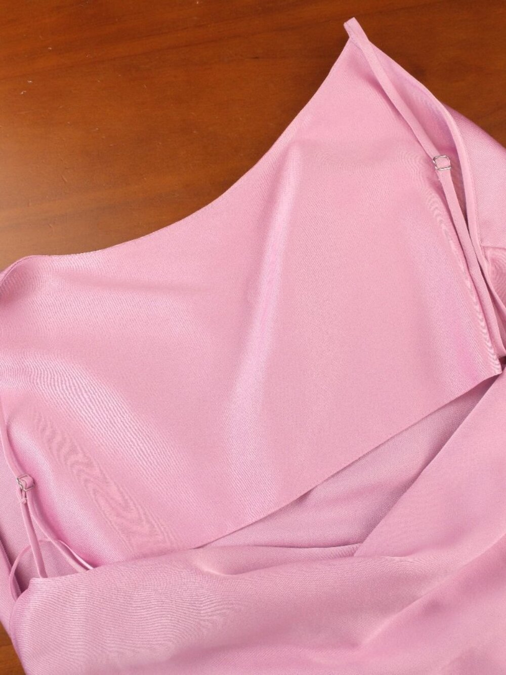 Reiss Zoey Satin Drape Ruched Midi Slip Dress, Light Pink, US 8 - Picture 8 of 11